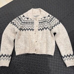 Cozy Cream and Gray Patterned Women's Sweater